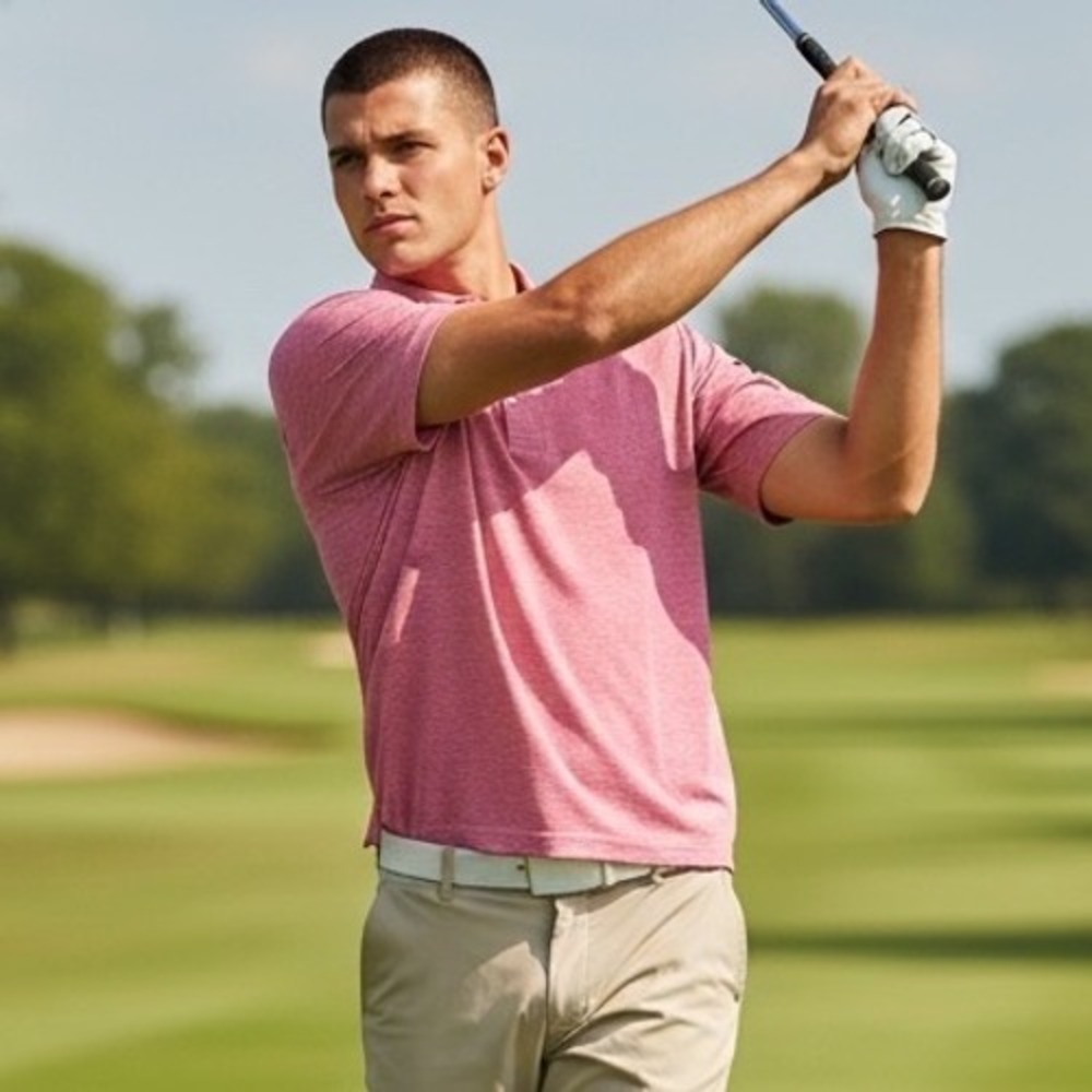 Peter Millar Mens Pink Micro Check Cotton Polo Shirt XL MF16K08S Short Sleeve